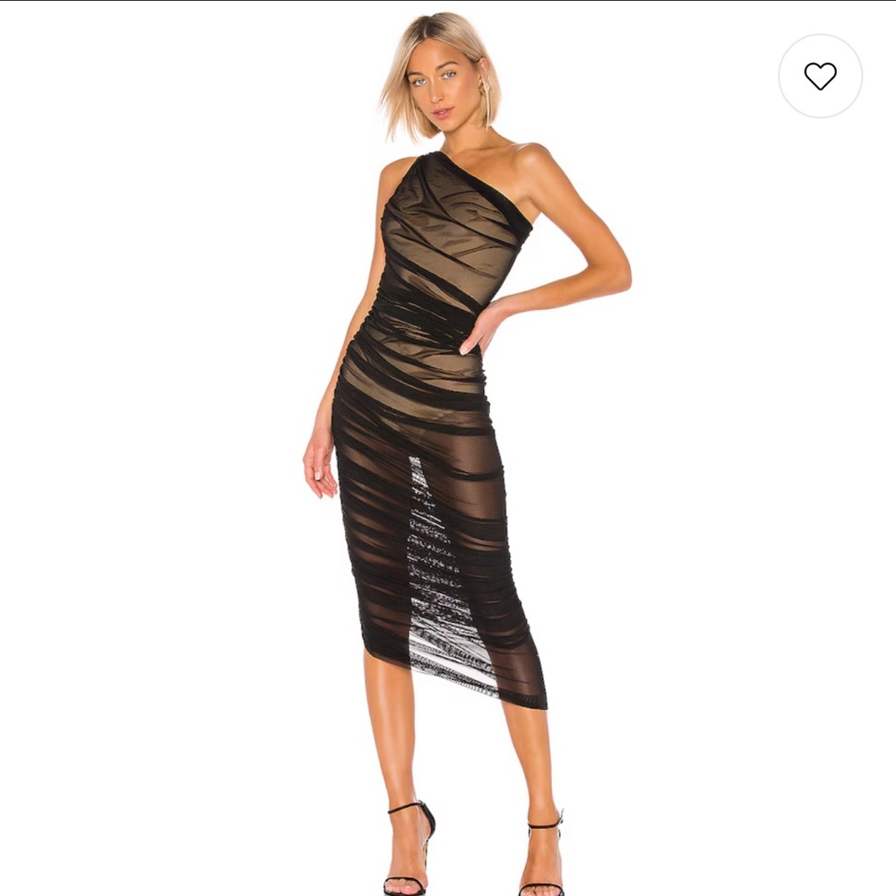 Norma Kamali Black and Brown Asymmetrical Dress